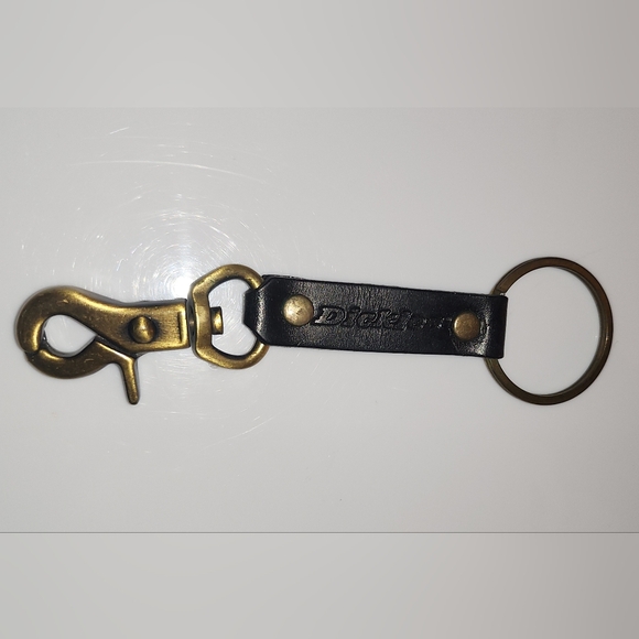DICKIES Keychain Black Genuine Leather Brass Clip and Keyring with Embossed Logo - Picture 5 of 9